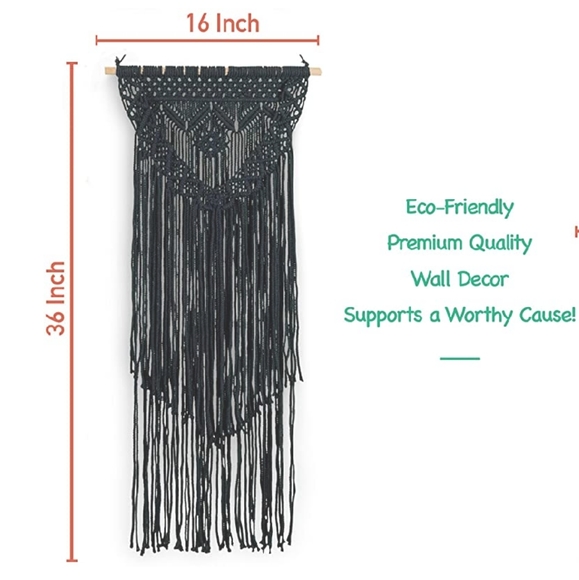 Black BOHO Macrame Wall Art Hanging Deco Fall Autu - Picture 2 of 8
